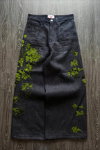 Embroidered Loose Fit Straight Leg Jeans