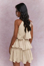 Halter Sleeveless Tiered Ruffle Vacation Dress