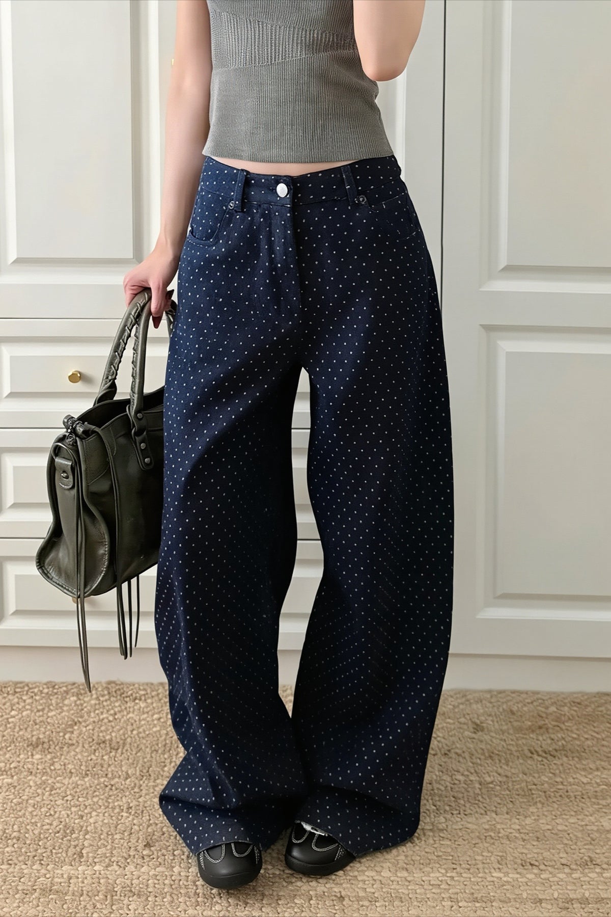 Polka Dot Wide Leg Barrel Jeans Main image