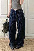 Polka Dot Wide Leg Barrel Jeans