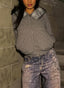 Y2K Studded Faux Fur Collar Zip Front Hoodie