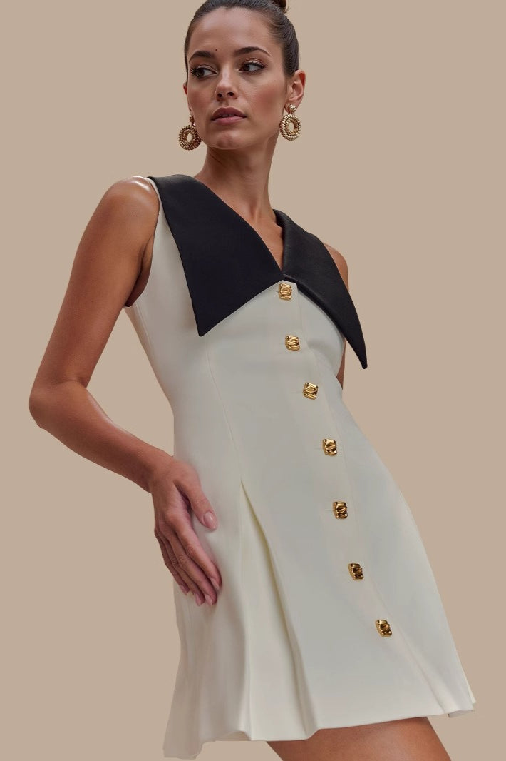 Fitted Lapel Button Work Dress Main image
