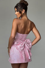 Bow Detail Jacquard Mini Birthday Dress