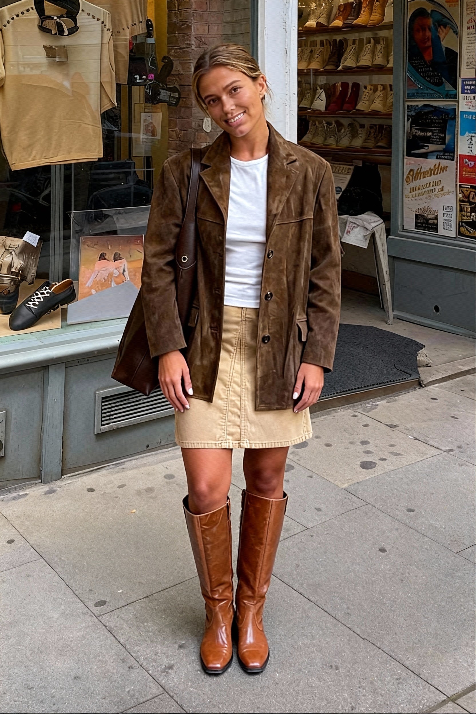 Chic Elegant Fashion Stylish Long Sleeve Brown Suede Jacket Secondary image