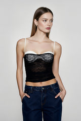 Y2K Lace Panel Color Block Cami Top