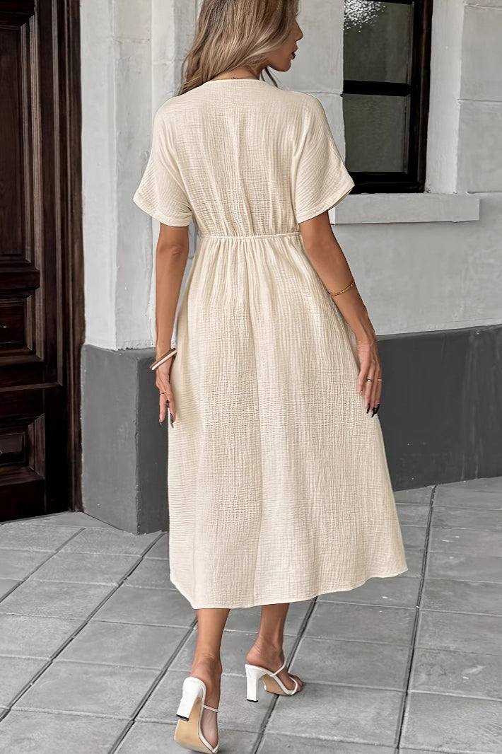 Bohemian Deep V Tie Waist Flowy Boho Dress Secondary image