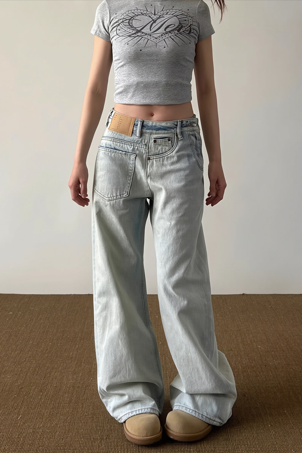 Light Wash Low Rise Straight Leg Jeans