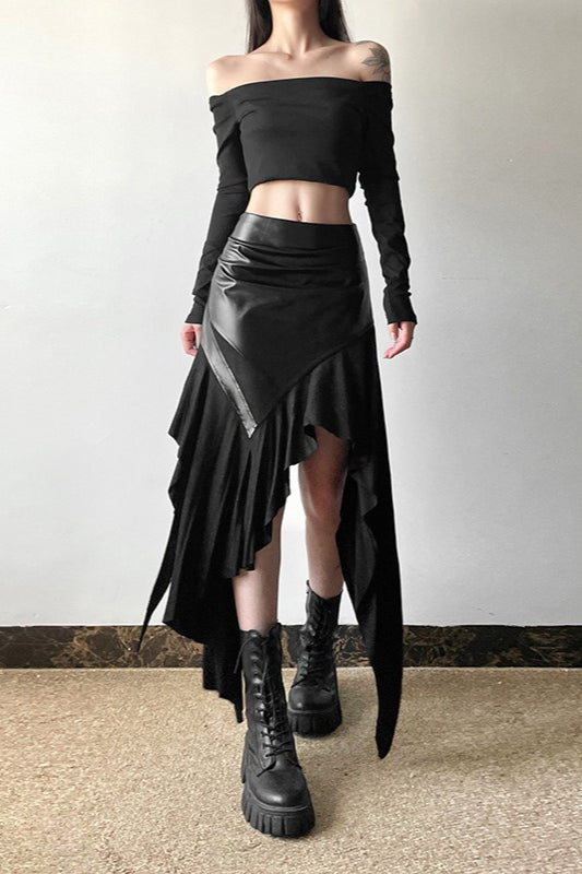 American Retro Ruffle Panel Bodycon Skirt Main image