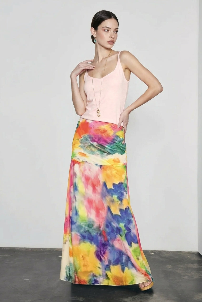 Retro Oil Print Elegant Vacation Skirt Secondary image
