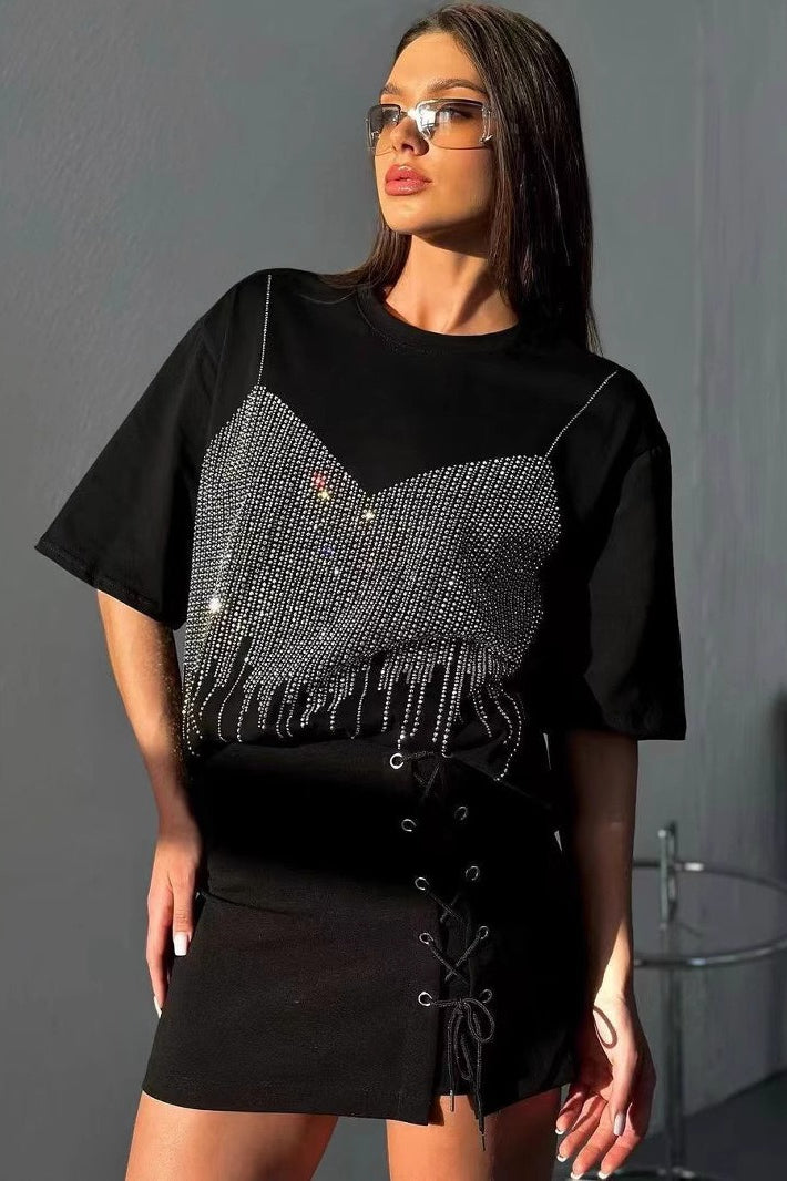Heavyweight Cotton Rhinestone T-Shirt Main image