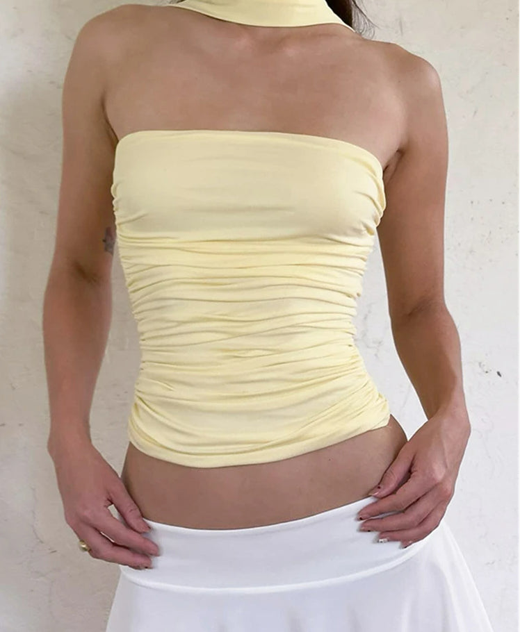 Solid Slim Fit Corset Tube Strapless Main image