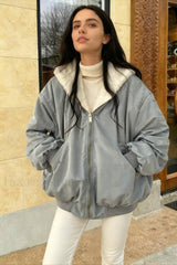 Reversible Oversize Fleece Hooded Jacket