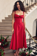 French Tie Waist A-Line Slip Dress