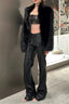 Vintage PU Slim Floor Length Straight Edgy Casual Pants