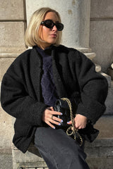 Loop Knit Stand Collar Coat