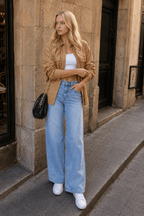 Washed Street Style Wide Leg Jeans
