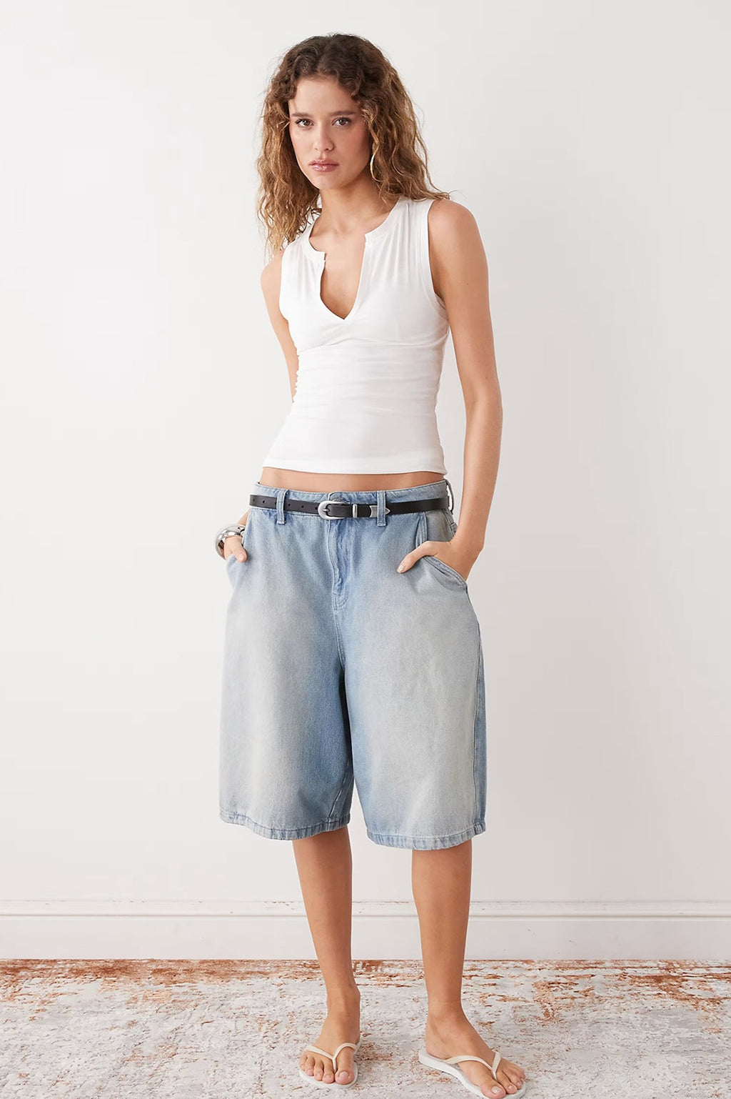 Notch Neck Sleeveless Fitted Crop Top