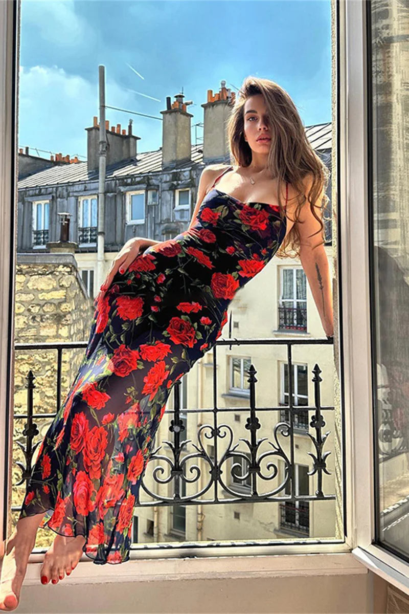 Backless Bodycon Maxi Floral Dress Secondary image