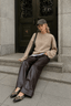 Elegant Solid Mohair Soft Knitted Pullover Women Casual O-neck Long Sleeve Loose Sweater