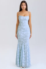 Tie Waist Sling Embroidered Mermaid Lace Dress