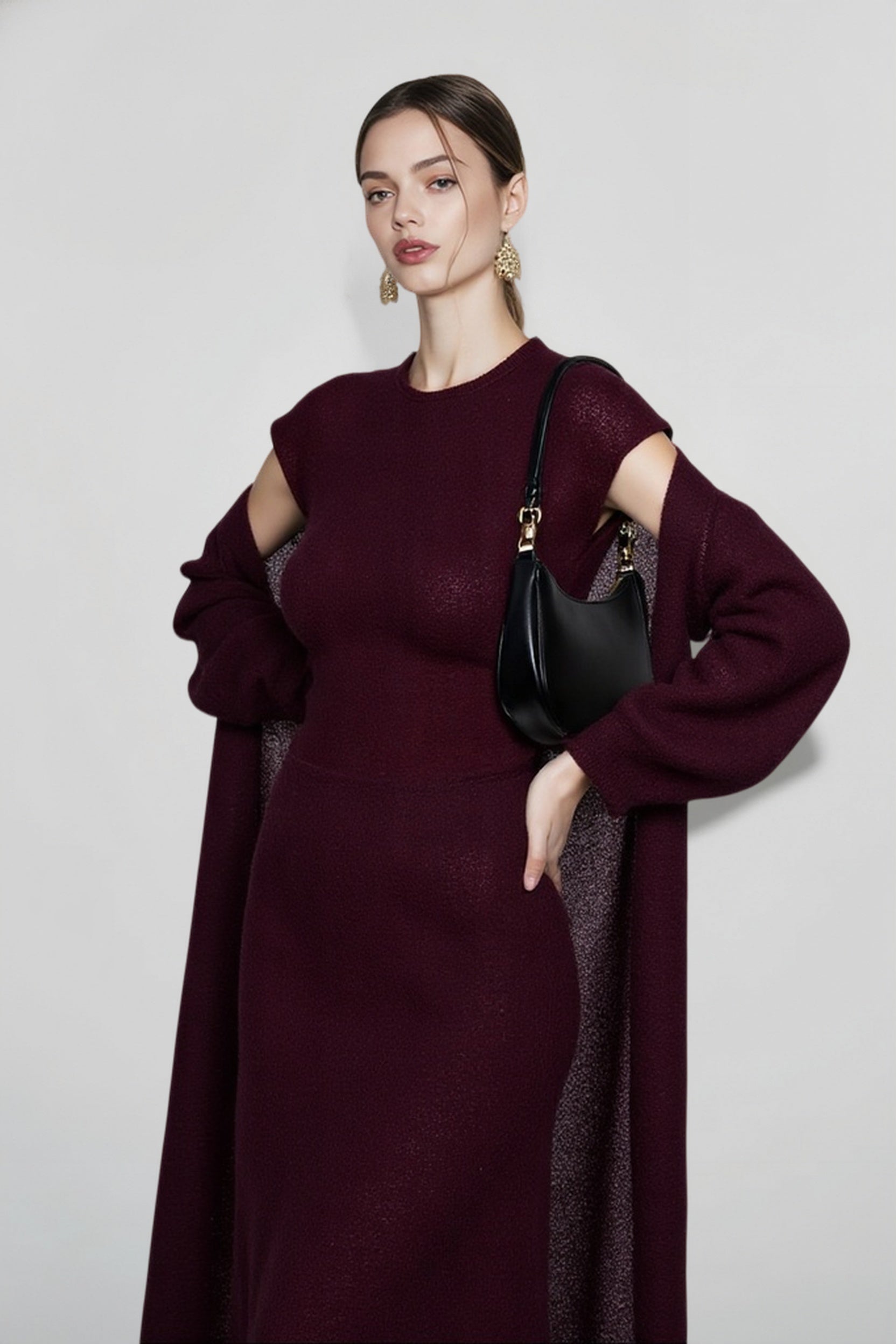 Cardigan Sleeveless Dress Knit Set Main image