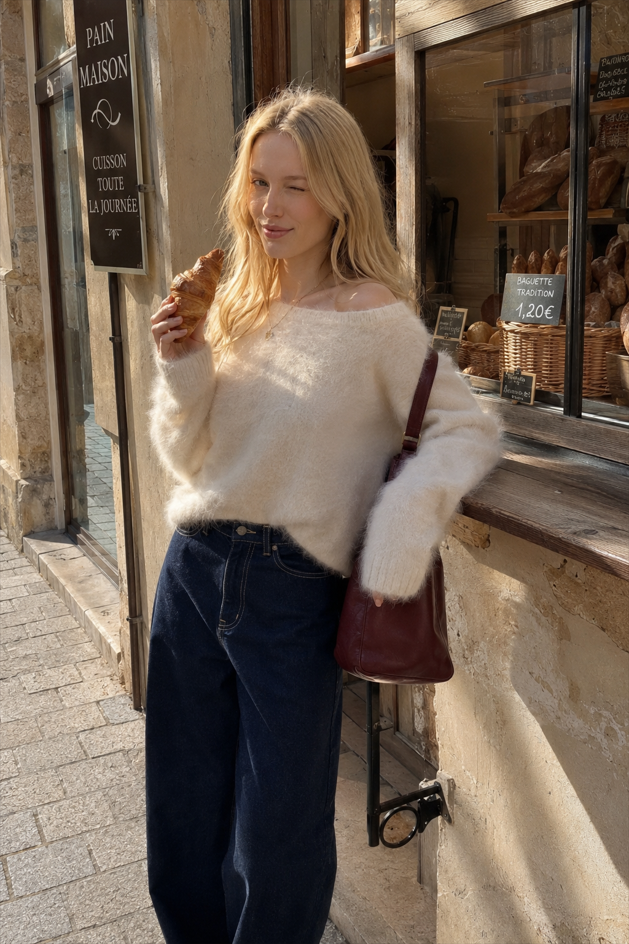 Soft Cozy Off-the-Shoulder Solid Sweater Main image