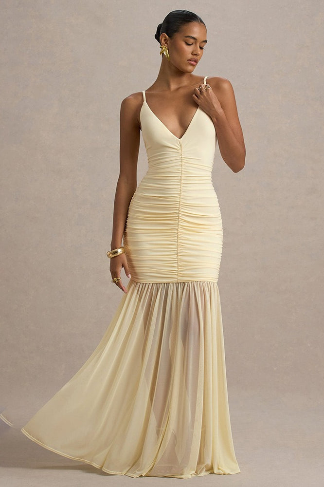Sheer Plunge Ruffle Slip Dress Main image