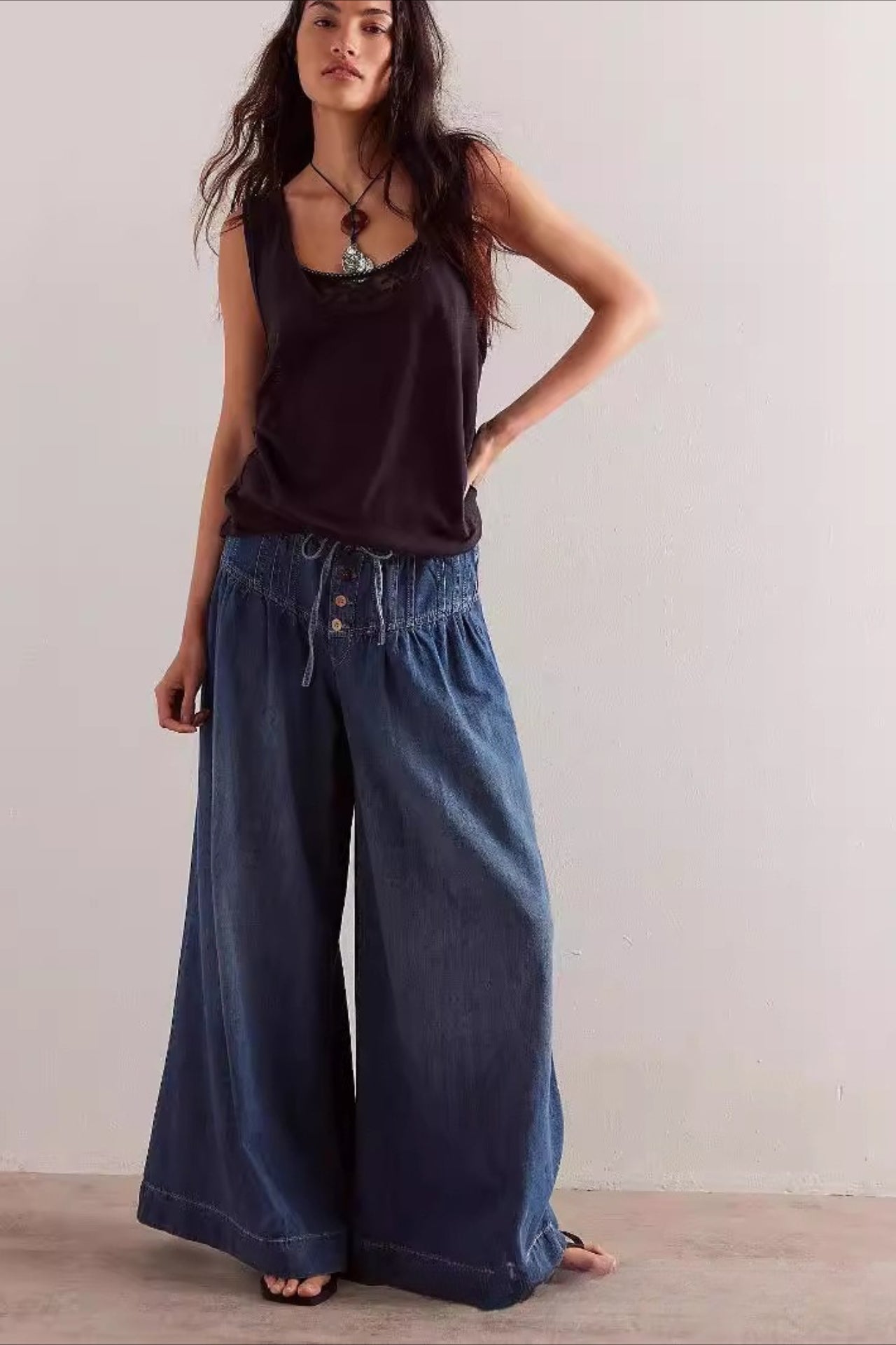 Ruched Mid Rise Tie Front Jeans Main image