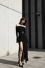 Fashionable Ruffle Hem Split Bodycon Maxi Dress