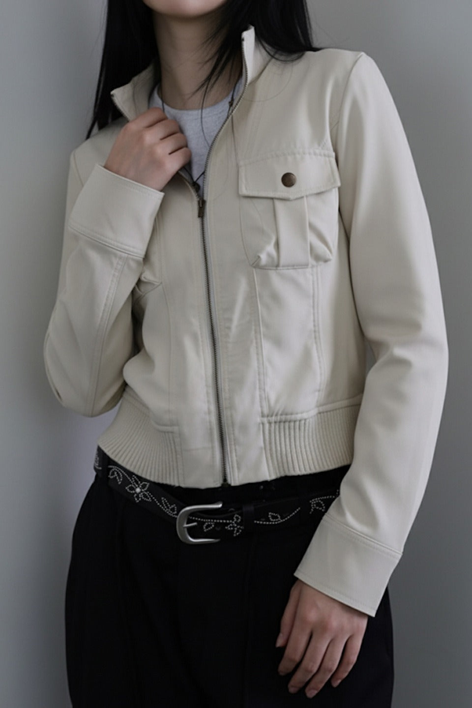 Tailored Waist Utility Zip Jacket Secondary image