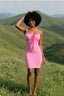 Spaghetti Strap Ruffle Tie Mini Slim Bodycon Dress