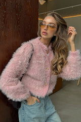 Heavyweight Plush Faux Fur Relaxed Cardigan