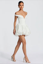 Strapless V-Neck Puff Birthday Dress