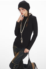 Structured Shoulder Slim Knit Top