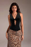 Black Lace V-Neck Twist Fitted Crop Top