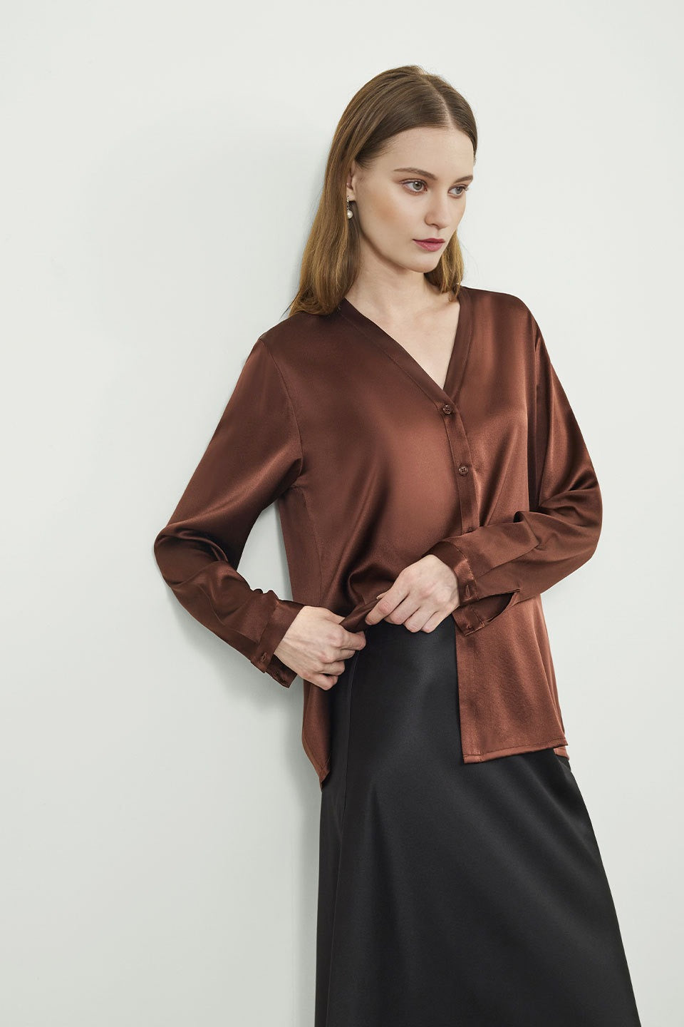 Silk Oversized Elegant Workwear Long Sleeve Blouse Secondary image