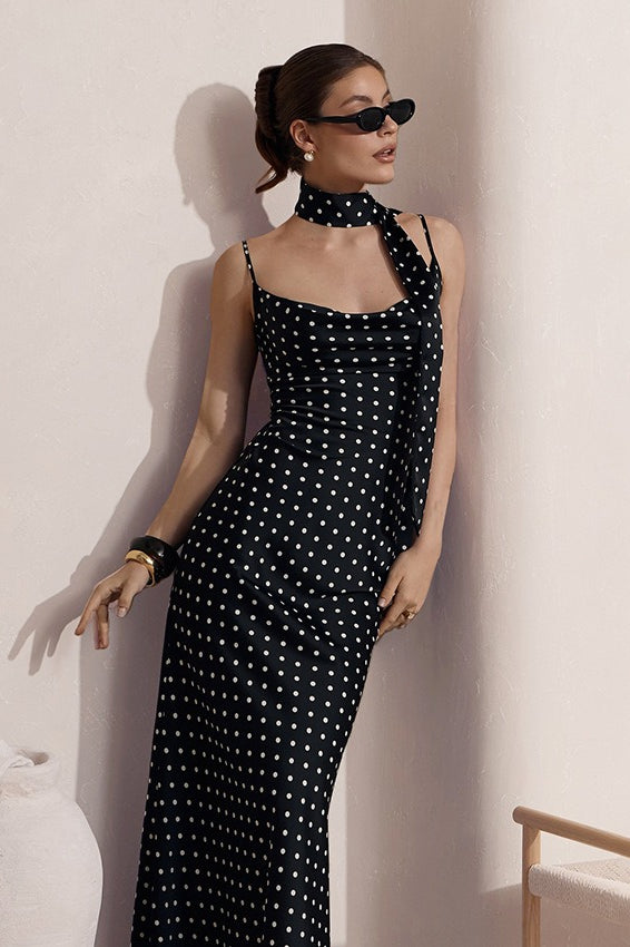 Draped Polka Dot Slip Dress Main image