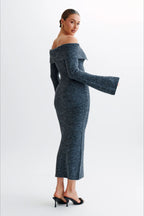 Fitted One Shoulder Bodycon Long Sleeve Knit Sweater Dress