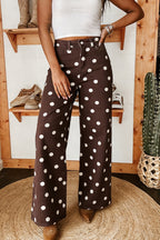 Polka Dot Wide Leg Denim Pants