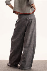 Vertical Stripe Pleated Draped Rebel Chic Wide Leg Pants