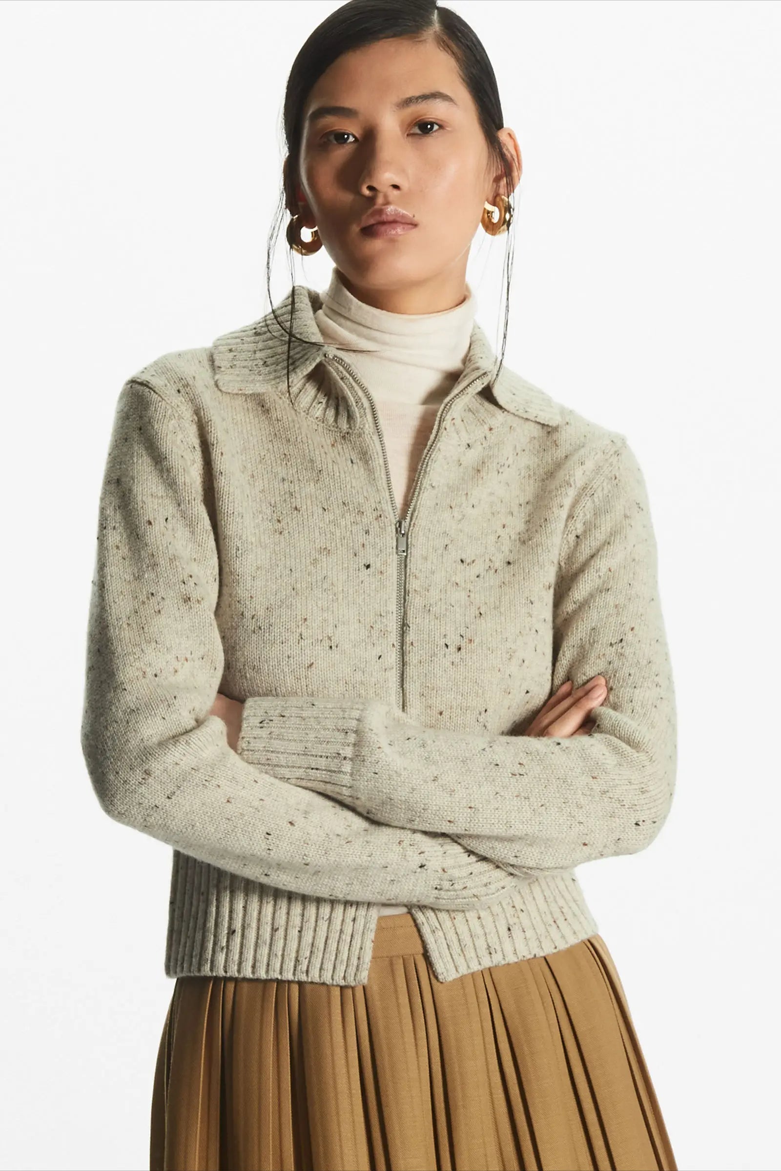 Wool Blend Short Open-Neck Cardigan Main image