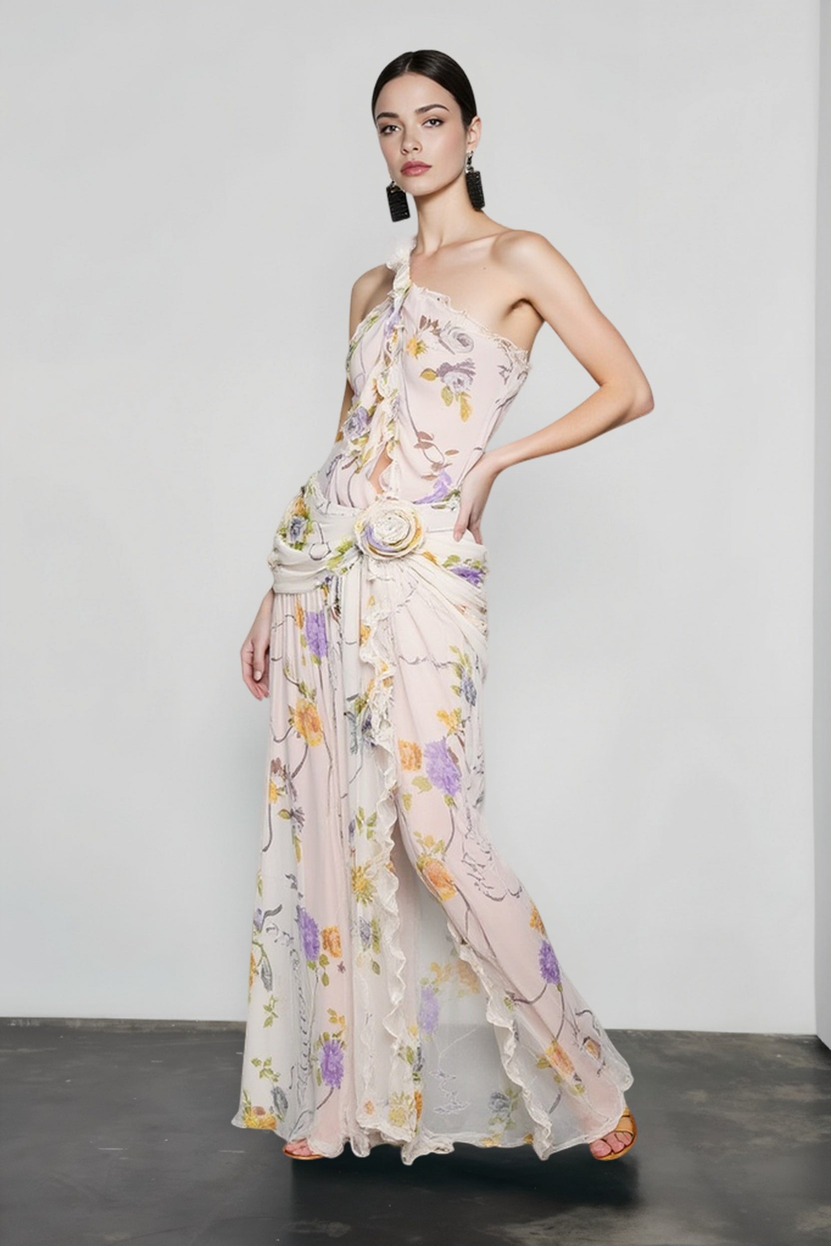 Halter Open Back Floral Sunset Vacation Dress Main image
