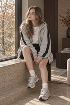 Harajuku Arm Long Hoodie Oversized - - Women's - Fit Loose - Boyfriend Style Street Casual Fleece Sweatshirt Material