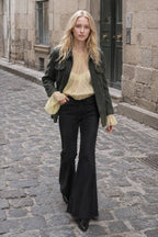 High Waist Patchwork Slim Flare Long Jeans