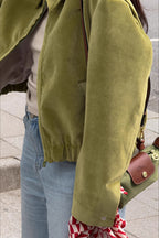 Slim Fit Notch Collar Suede Jacket