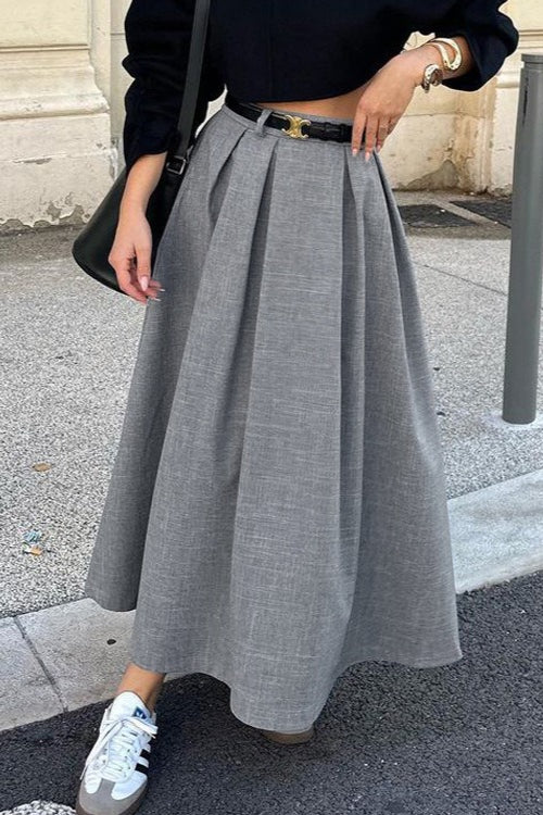 Retro A-Line Pleated Midi Skirt Main image