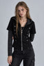 Button Front Layered Stripe Hoodies