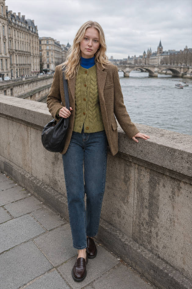 Wool Blend Single Breasted Blazer