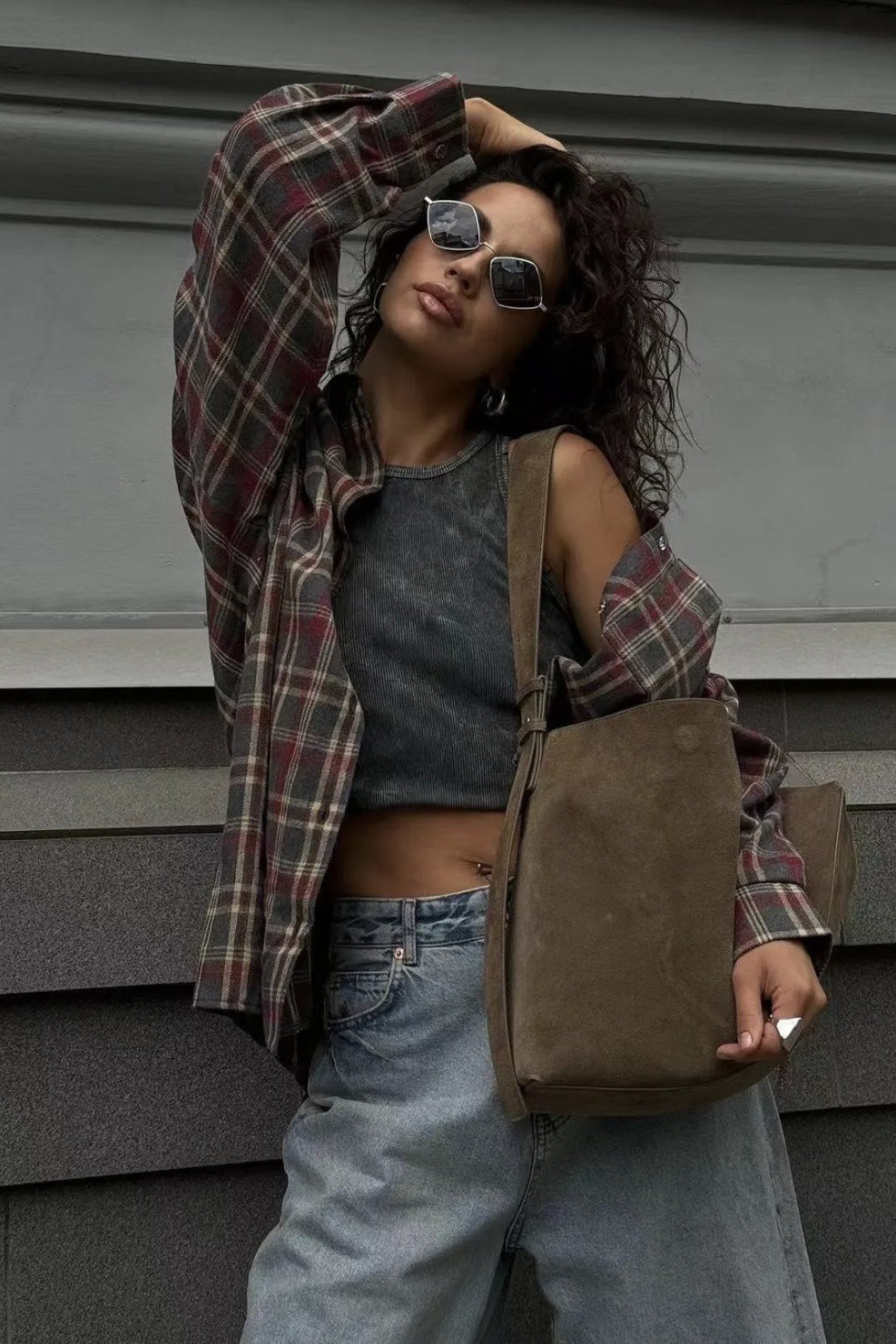Retro Plaid Collared Blouse Main image