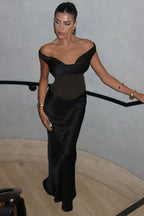 Off Shoulder Sheer Bodycon Maxi Graduation Party Dress